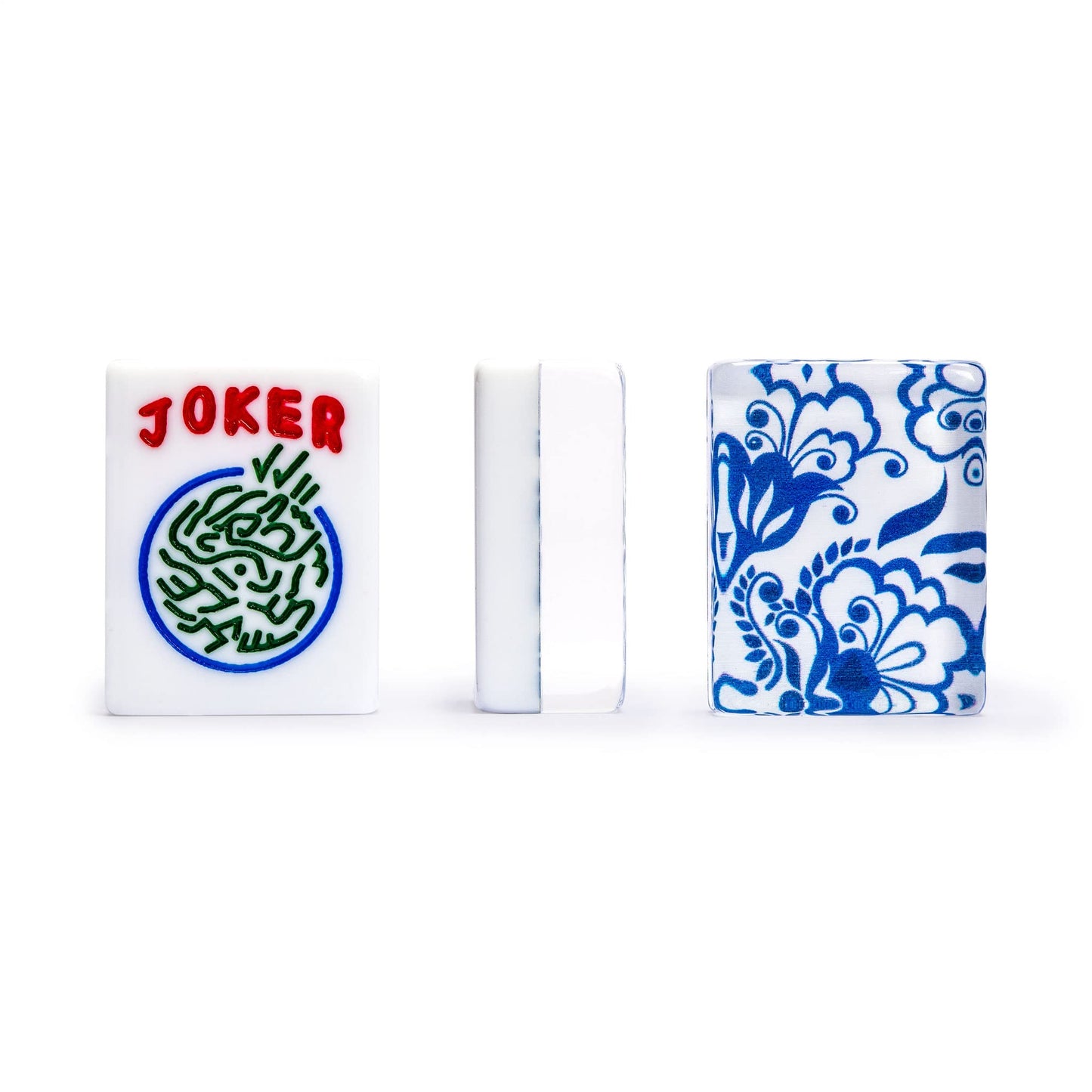 Yellow Mountain Imports American Mahjong Set, Chinoise II with Floral Blue Soft Case | All-in-One Racks, Pushers, Coins, Dice