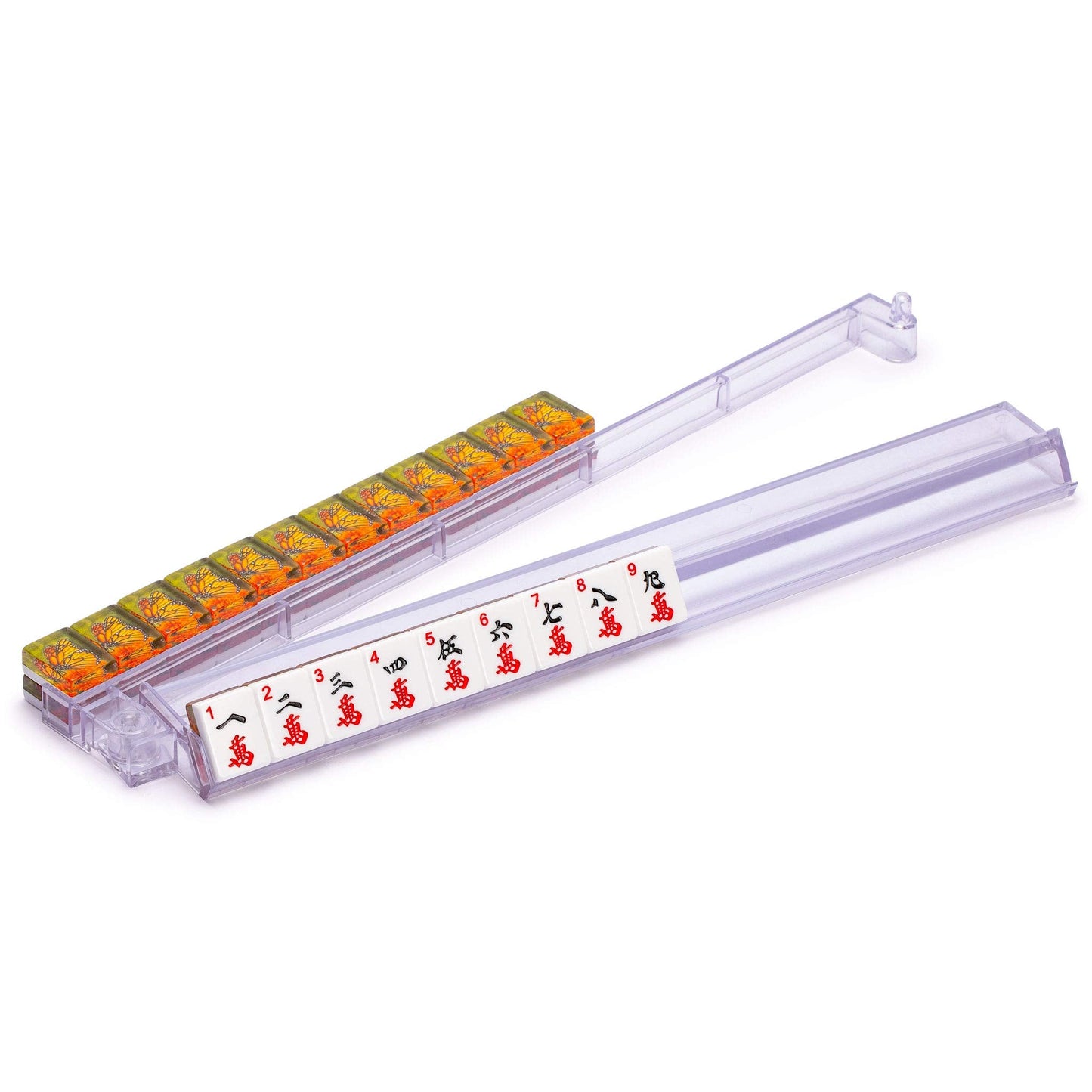 Yellow Mountain Imports Modern Mahjong Racks with Pushers – Clear – Set of 4