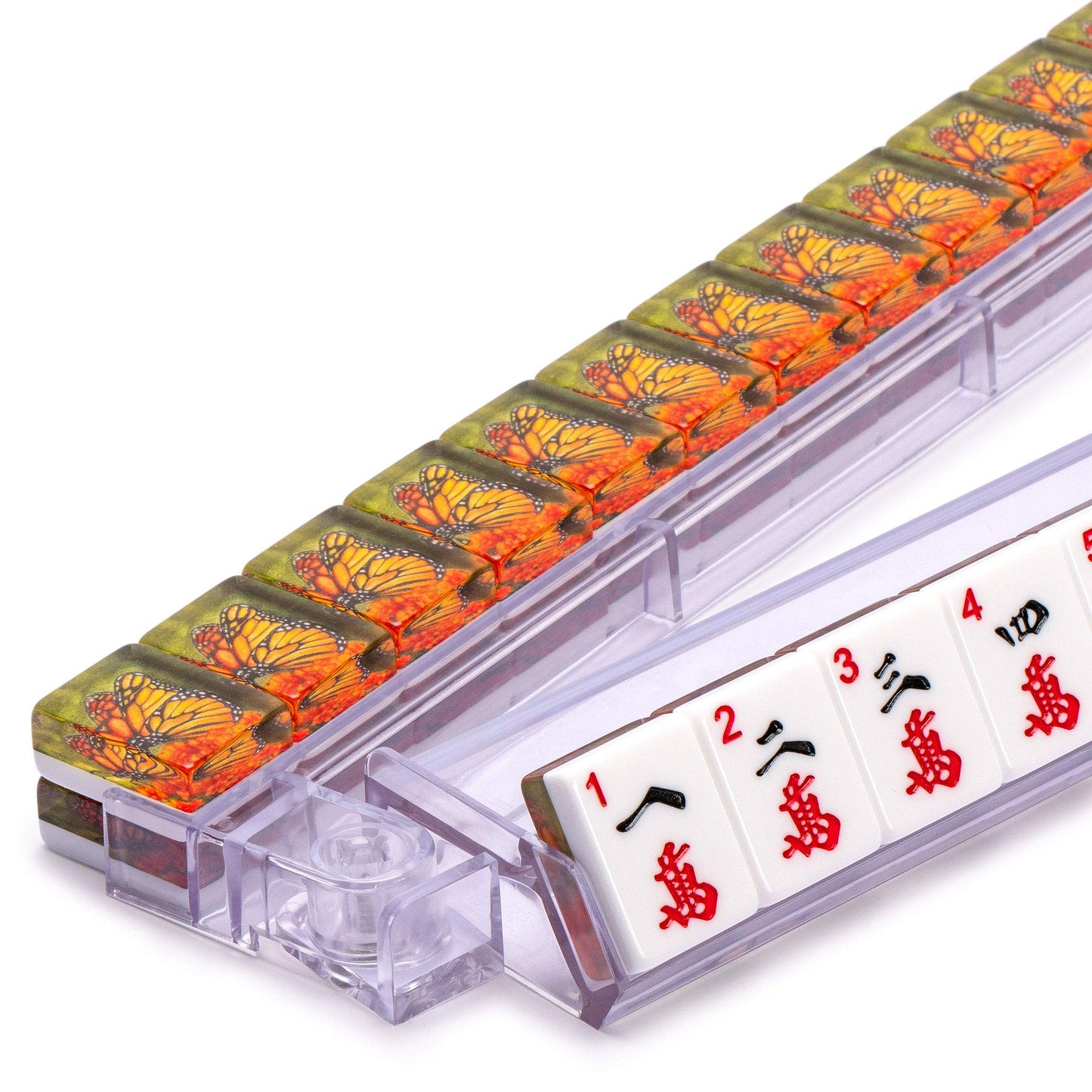 Yellow Mountain Imports Modern Mahjong Racks with Pushers – Clear – Set of 4
