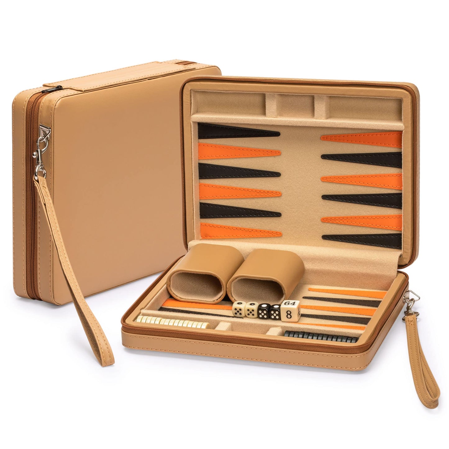 Yellow Mountain Imports Travel Magnetic Leatherette Backgammon Mini Game Set – 9-Inch Board (Bozcaada)