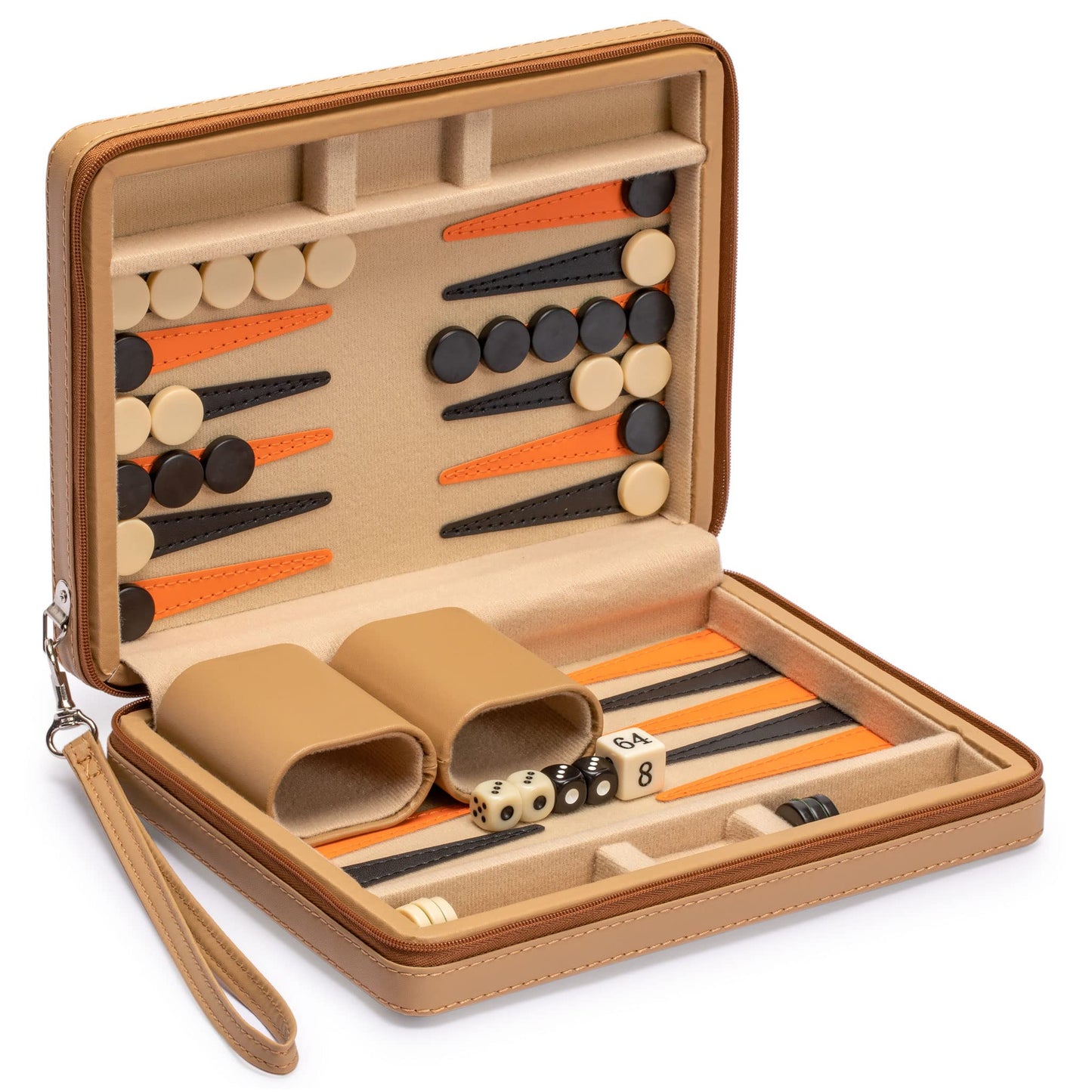 Yellow Mountain Imports Travel Magnetic Leatherette Backgammon Mini Game Set – 9-Inch Board (Bozcaada)