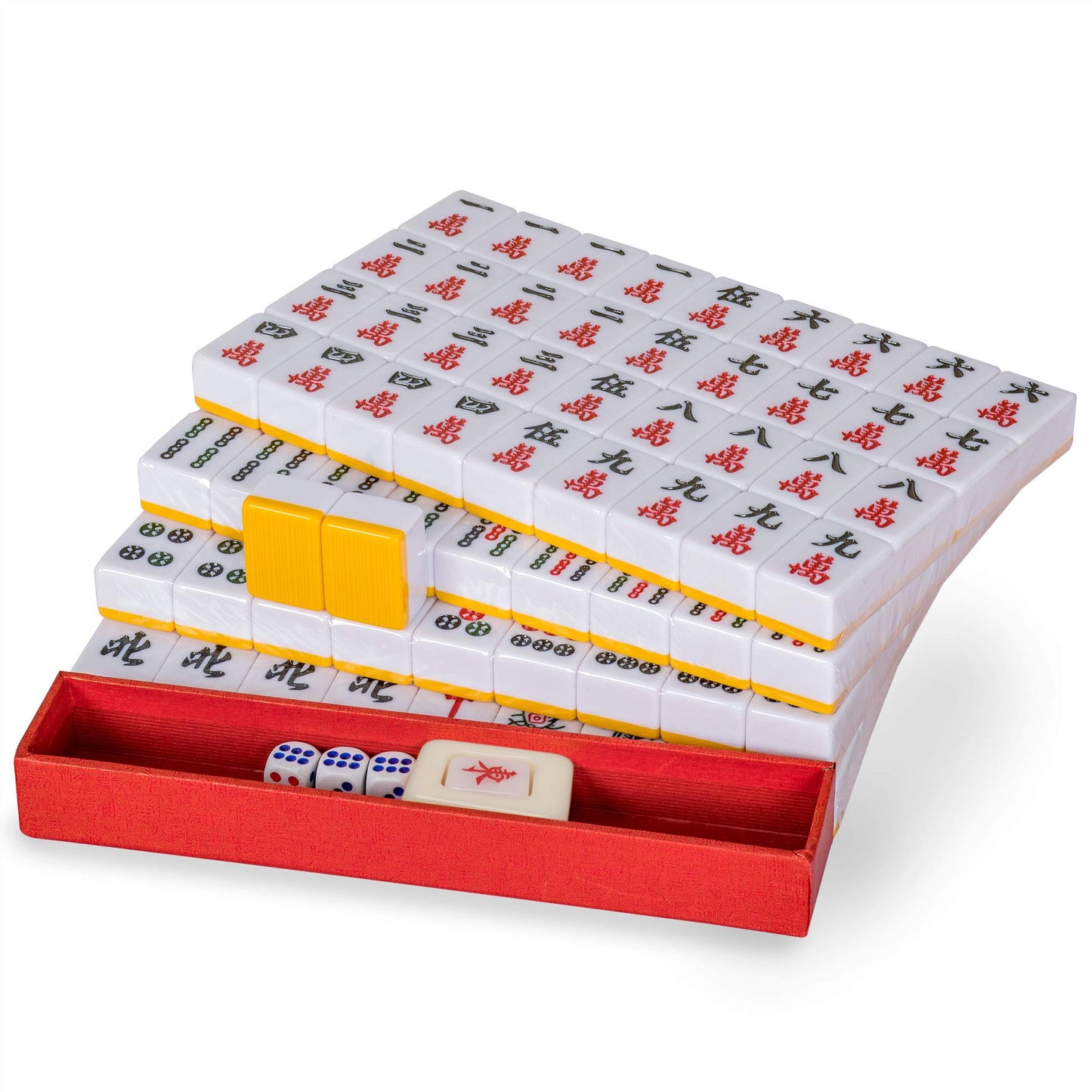 Yellow Mountain Imports Rouge Prestige Chinese Mahjong Set – 146 Tiles, Professional Traditional Play