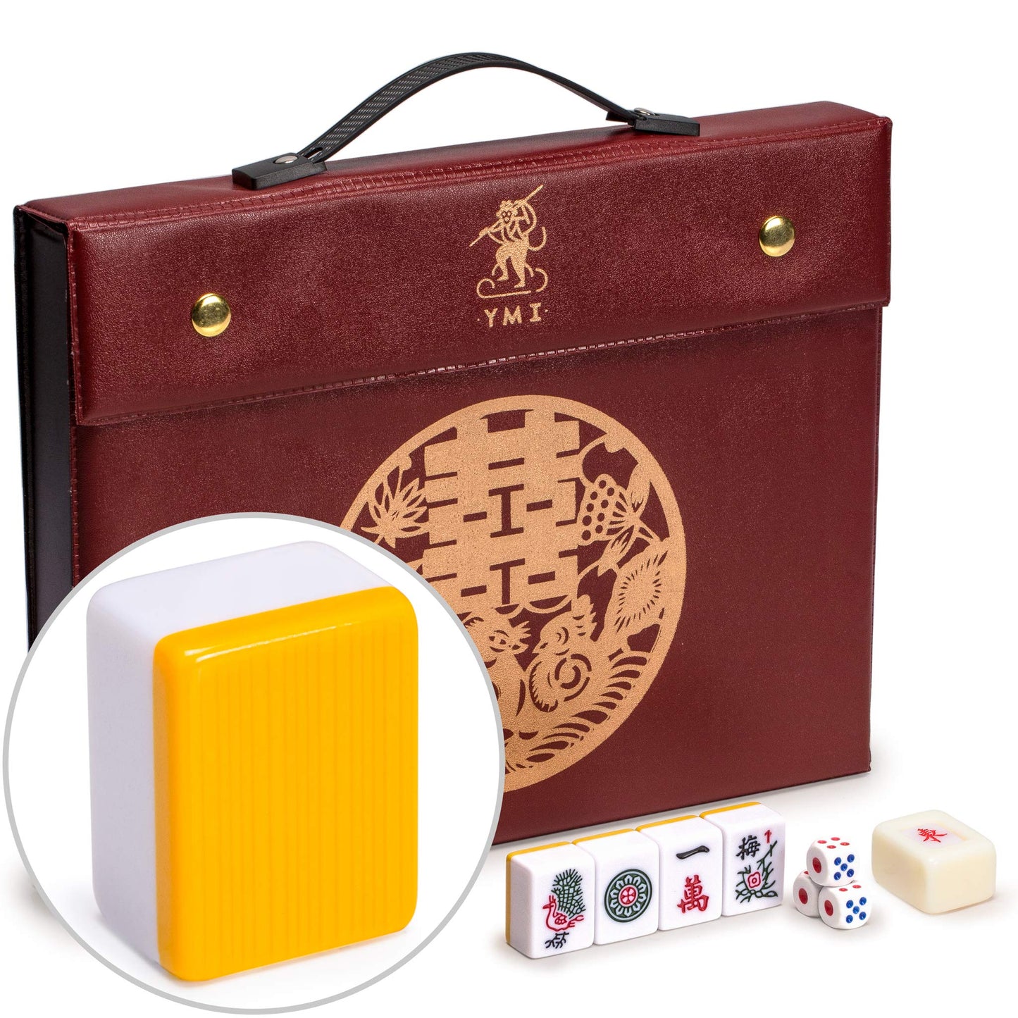 Yellow Mountain Imports Rouge Prestige Chinese Mahjong Set – 146 Tiles, Professional Traditional Play
