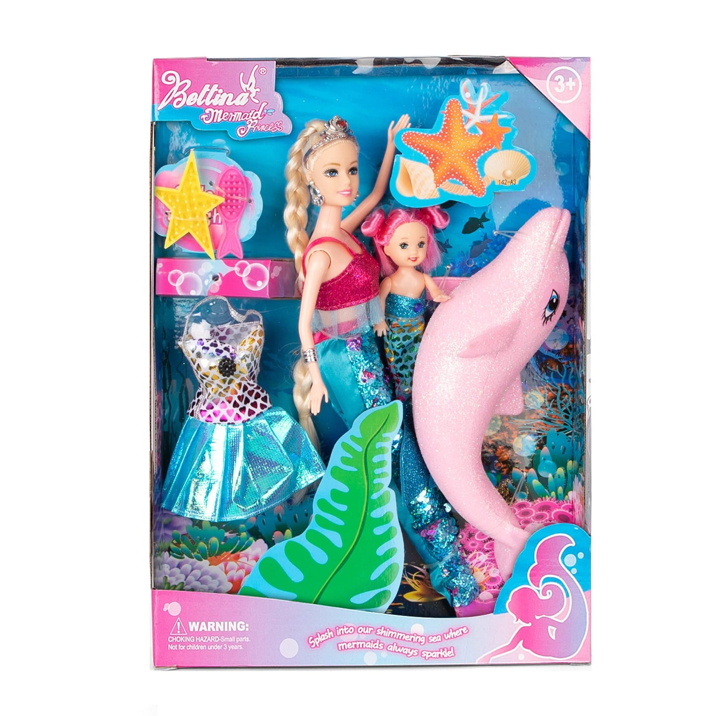 Yellow River Princess Mermaid Playset – Blonde Doll, Pink Dolphin, Color-Changing Tail