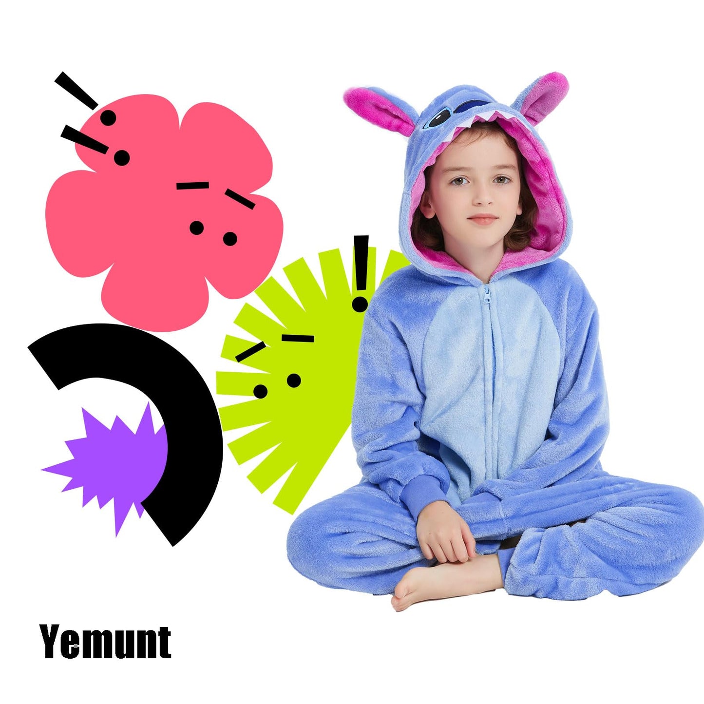 Yemnut Stitch Flannel Kids Onesie – Unisex Costume for Halloween & Christmas (10 Years)