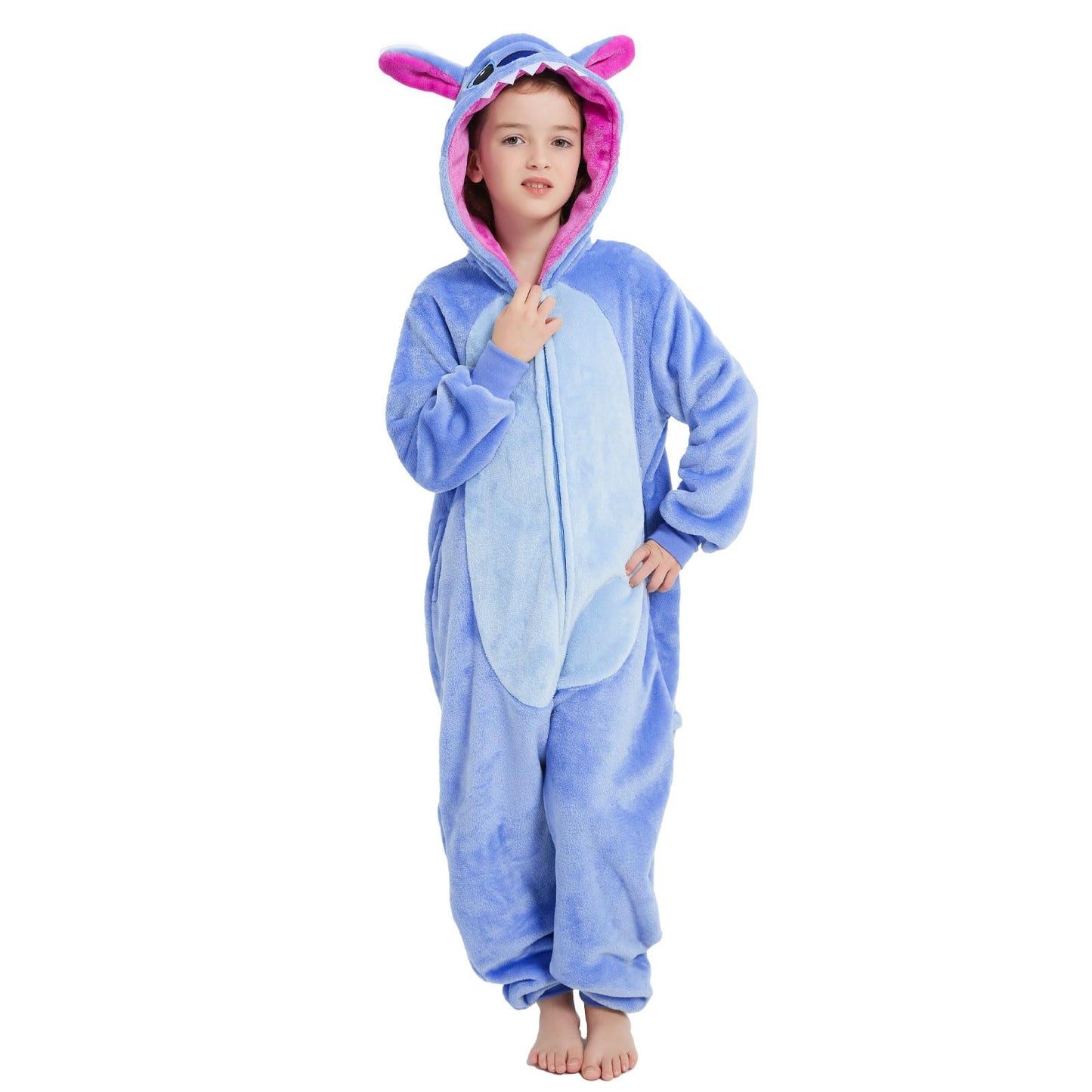 Yemnut Stitch Flannel Kids Onesie – Unisex Costume for Halloween & Christmas (10 Years)