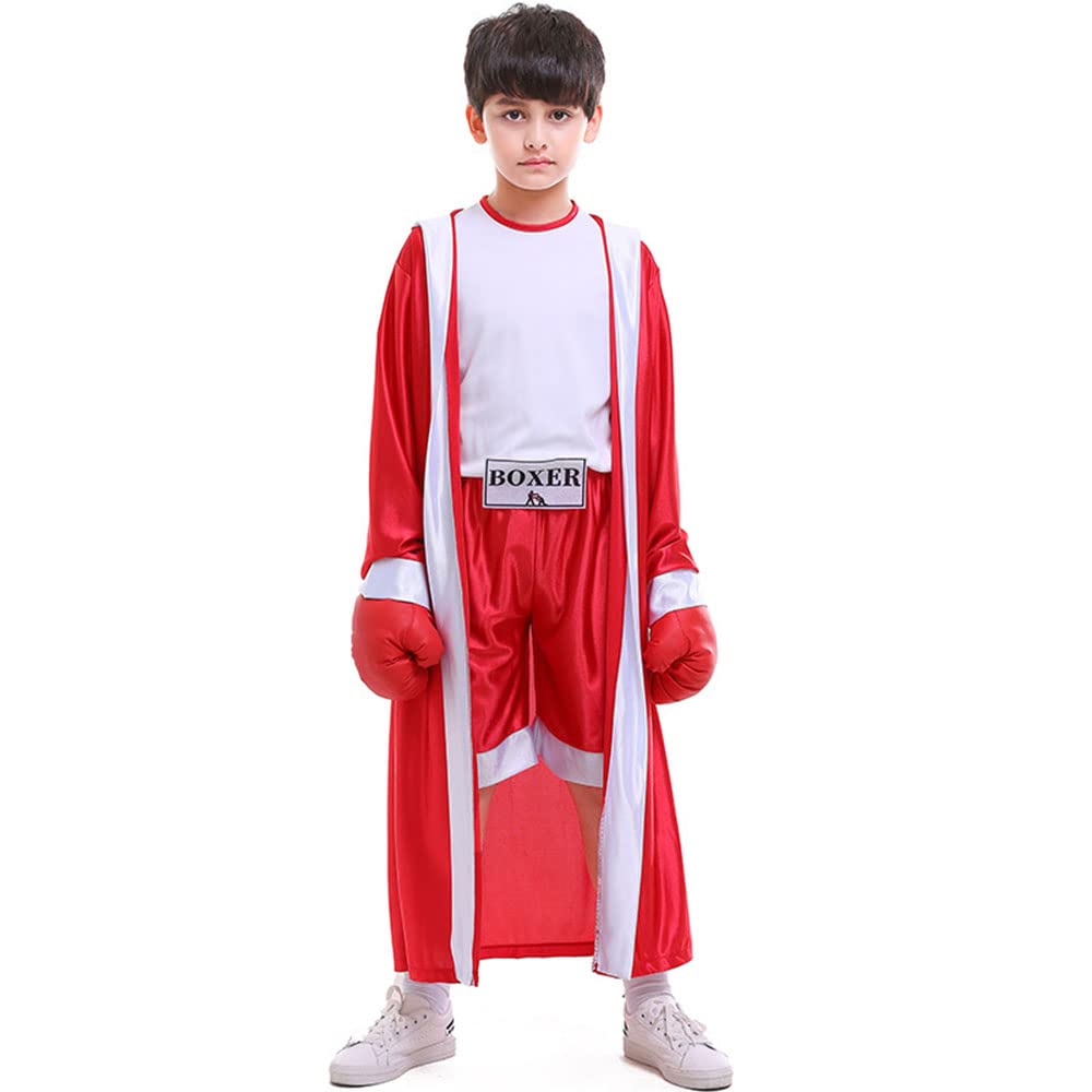 YEMYIQZ Boxing Costume for Kids – Hooded Robe & Short Jumpsuit for Halloween & Cosplay