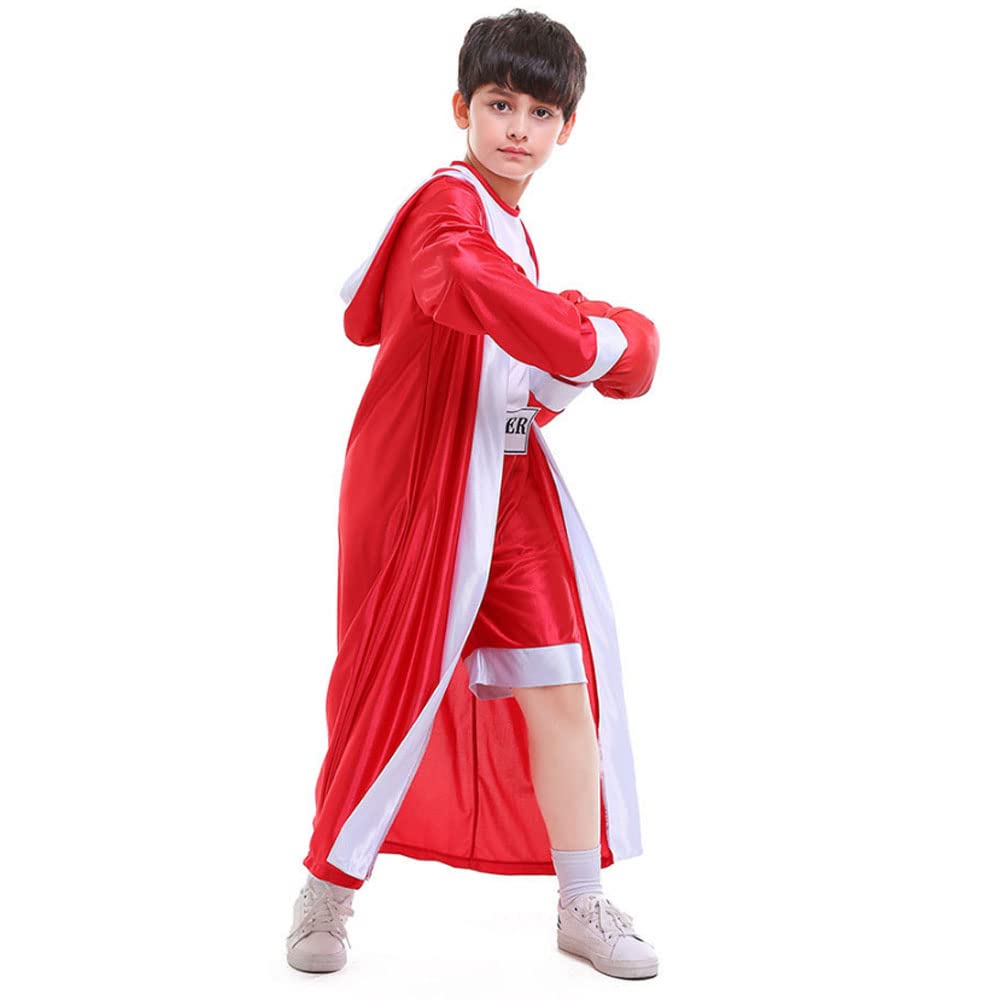 YEMYIQZ Boxing Costume for Kids – Hooded Robe & Short Jumpsuit for Halloween & Cosplay