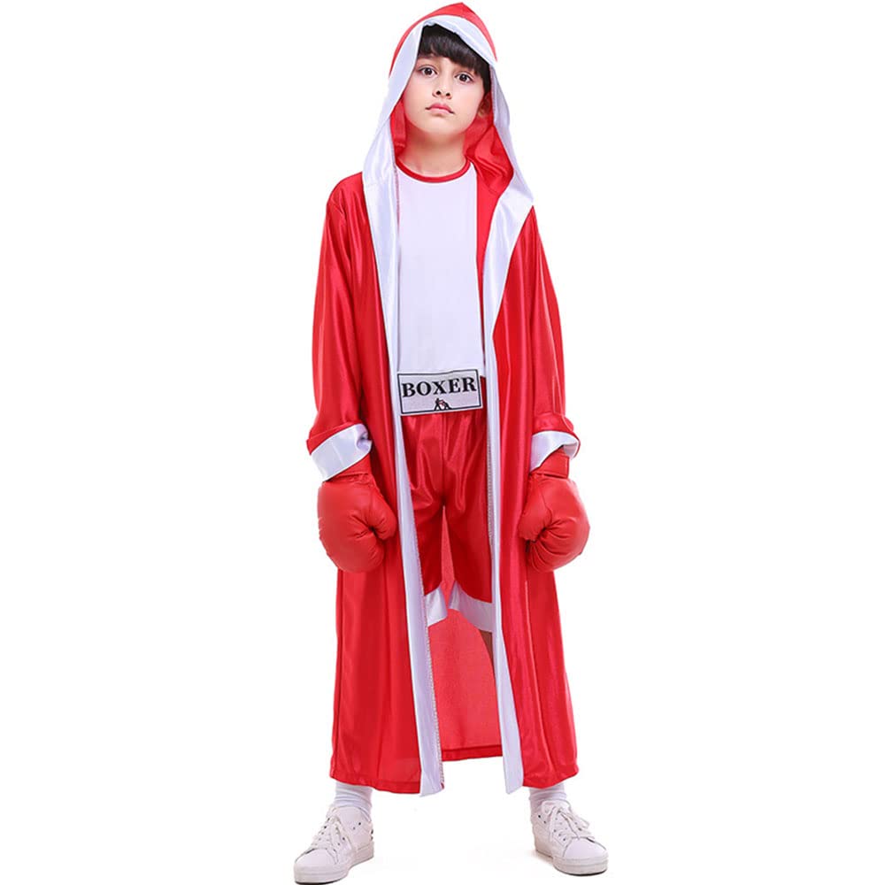 YEMYIQZ Boxing Costume for Kids – Hooded Robe & Short Jumpsuit for Halloween & Cosplay