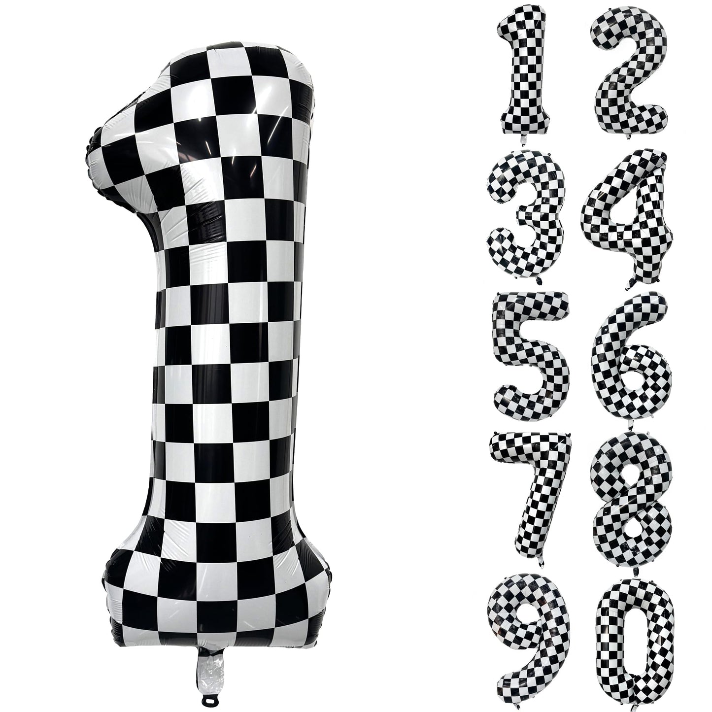 Yeodong 40 Inch Checkered Number Balloon 1 – Black & White Foil Party Decor