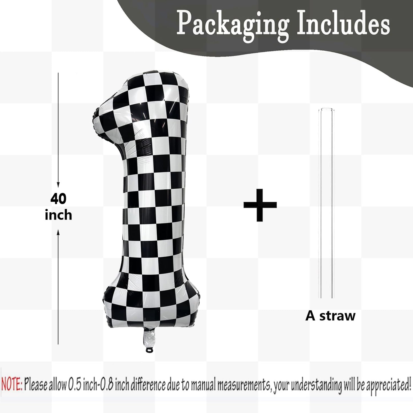 Yeodong 40 Inch Checkered Number Balloon 1 – Black & White Foil Party Decor