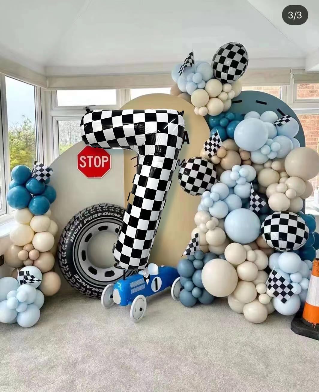 Yeodong 40 Inch Checkered Number Balloon 1 – Black & White Foil Party Decor