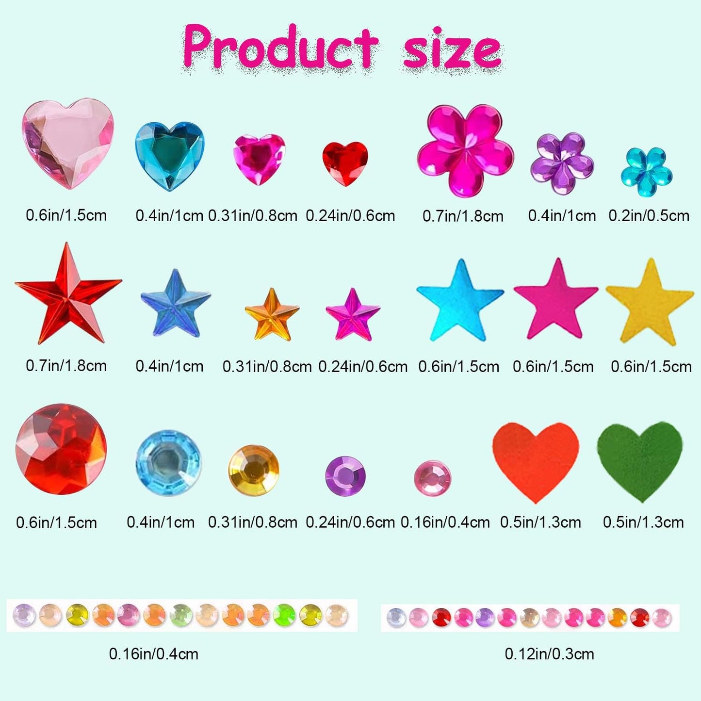 yeoeigm 2300pcs Gem Stickers for Crafts – Self-Adhesive Acrylic Rhinestones & Stars