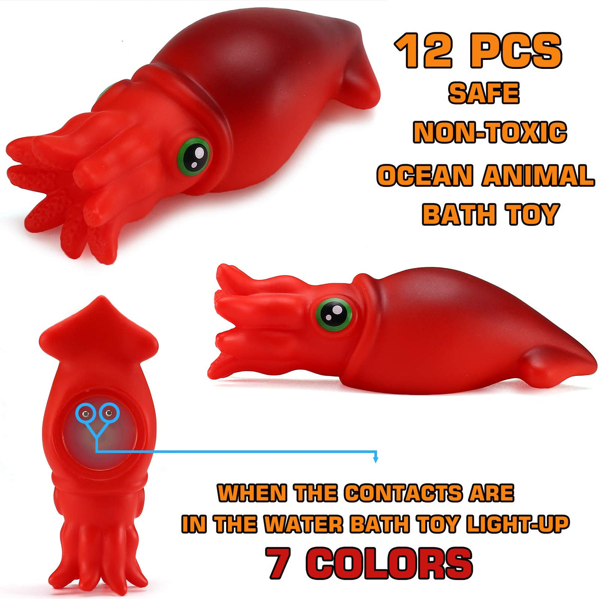 Yeonha Toys 12-Piece Light-Up Ocean Bath Toys | Floating LED Sea Animals