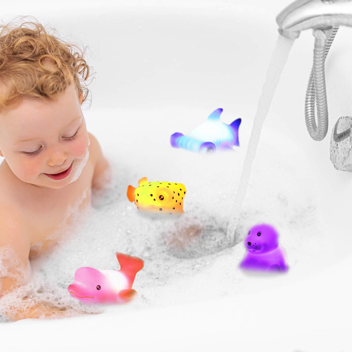 Yeonha Toys 12-Piece Light-Up Ocean Bath Toys | Floating LED Sea Animals