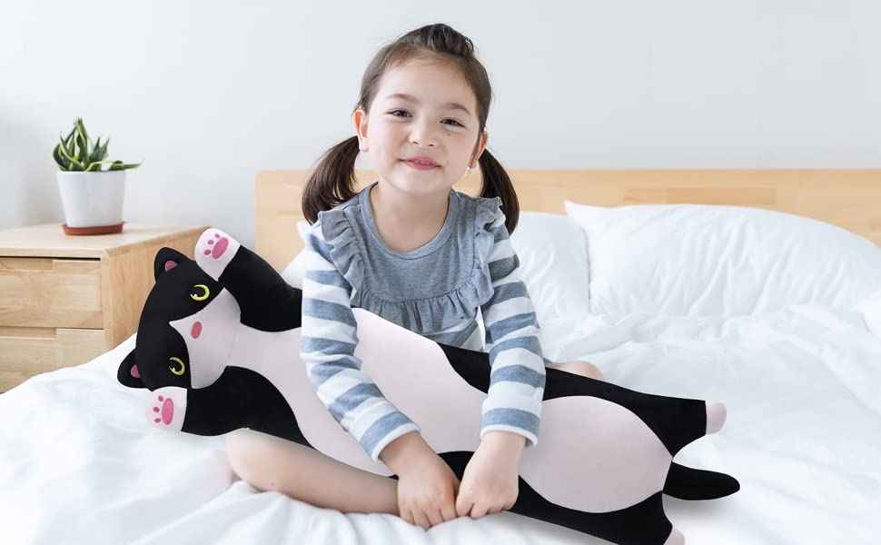 Yeqivo Black Cat Plush Pillow – Long Cat Body Pillow (50 cm)