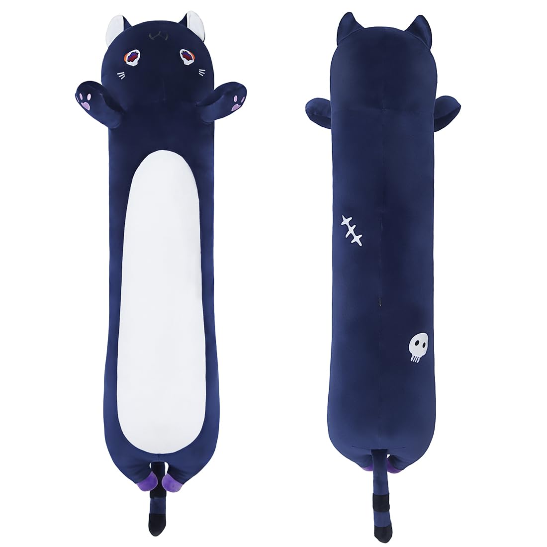Yeqivo Cat Plush Body Pillow 110cm – Purple Kitten Plush Toy for Kids & Girlfriend
