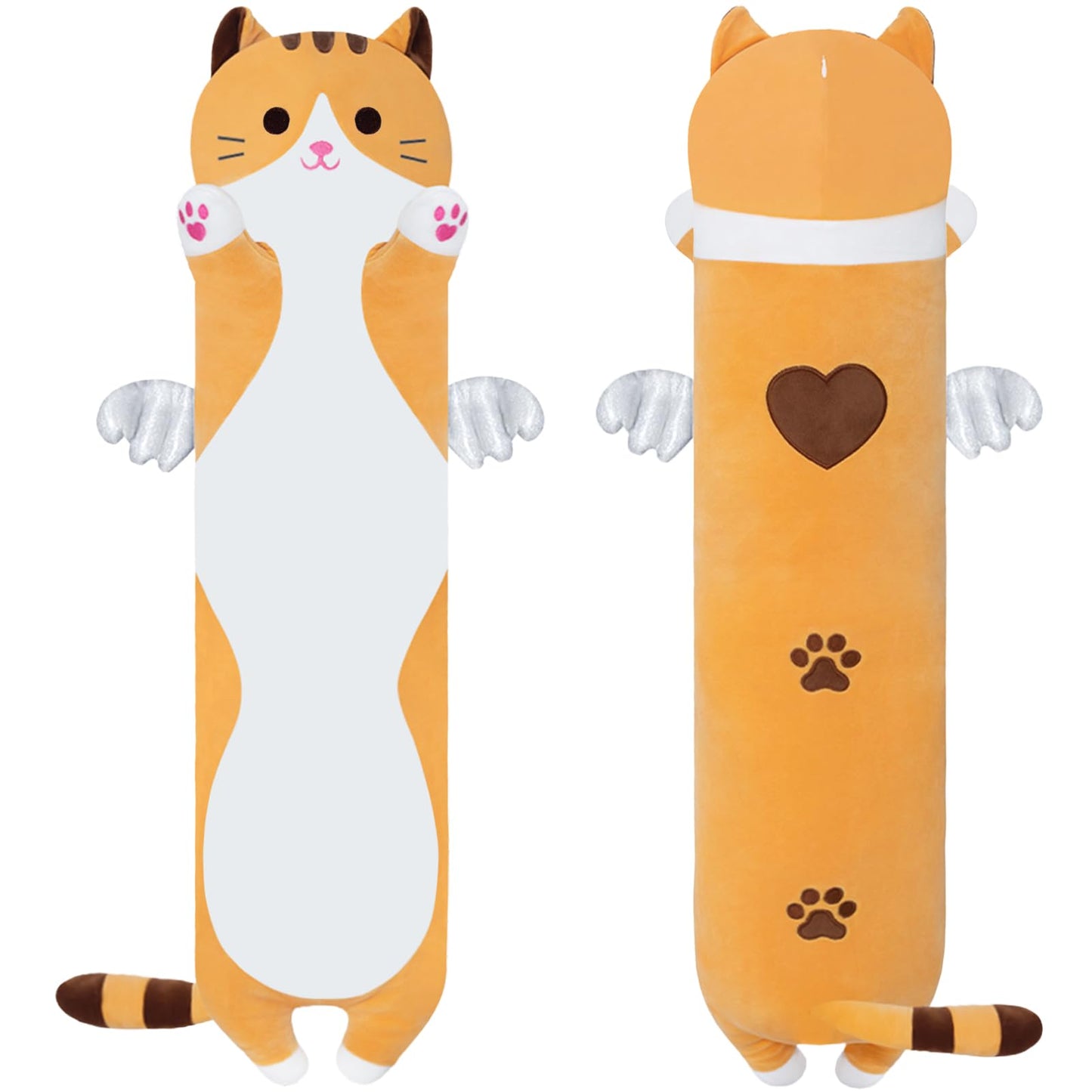 Yeqivo Cute Yellow Cat Plush Pillow – Long Plush Cat Toy (50–110cm)