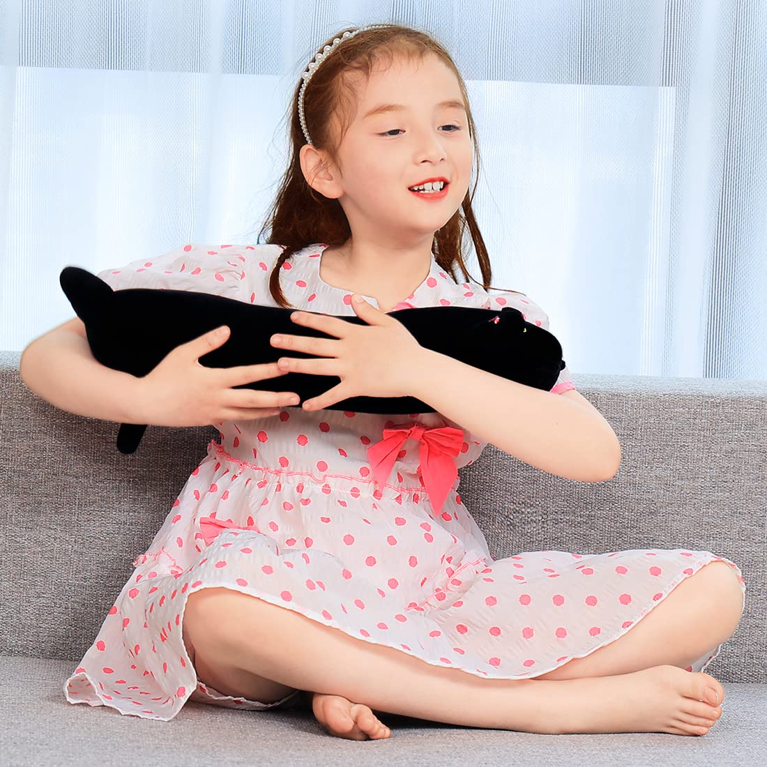 Yeqivo Soft Plush Cat Body Pillow – Long Cat Pillow 50–150cm, Black