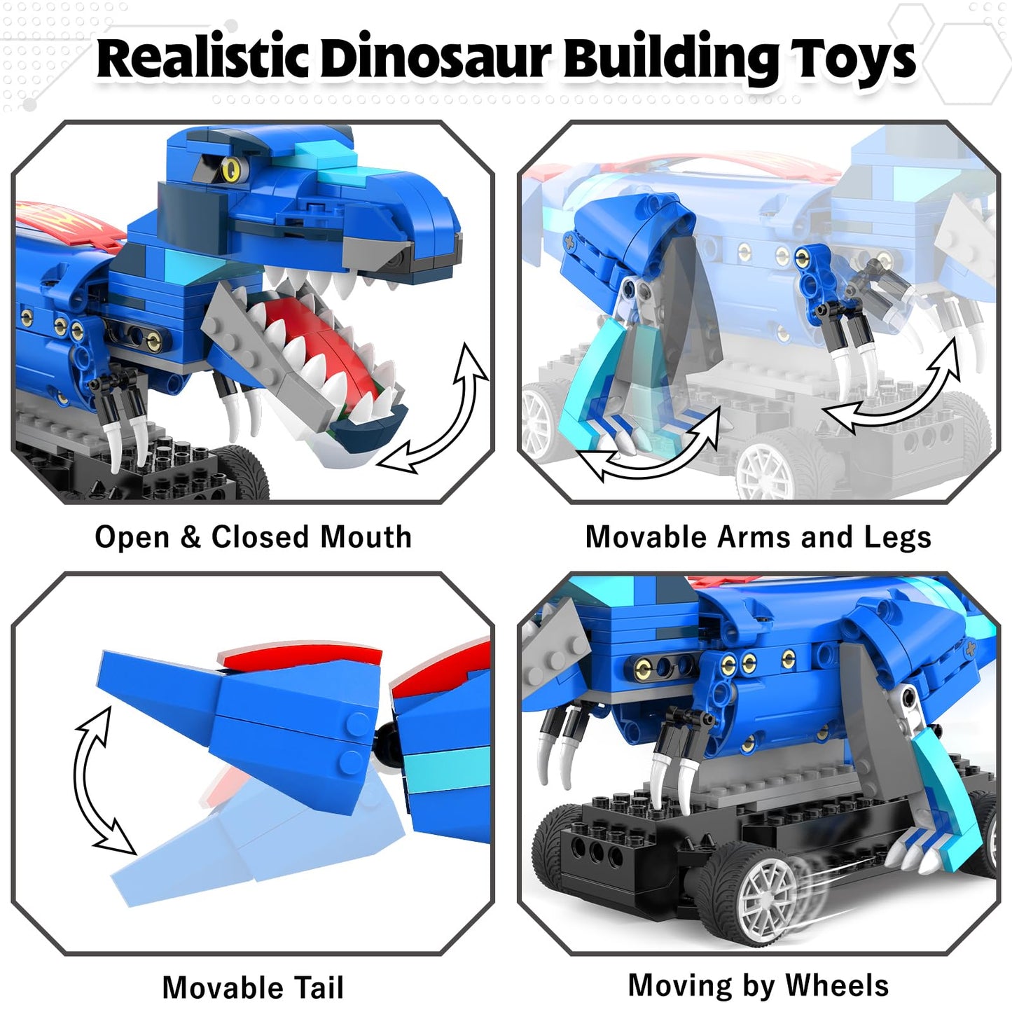 Yerloa Dinosaur Toys for Boys 8-12 | 343-Piece Remote Control STEM Building Kit