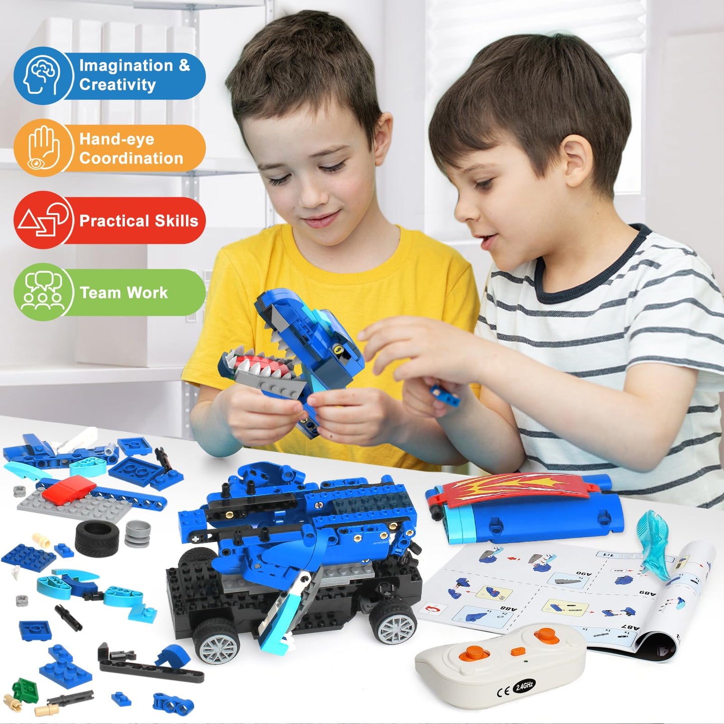 Yerloa Dinosaur Toys for Boys 8-12 | 343-Piece Remote Control STEM Building Kit