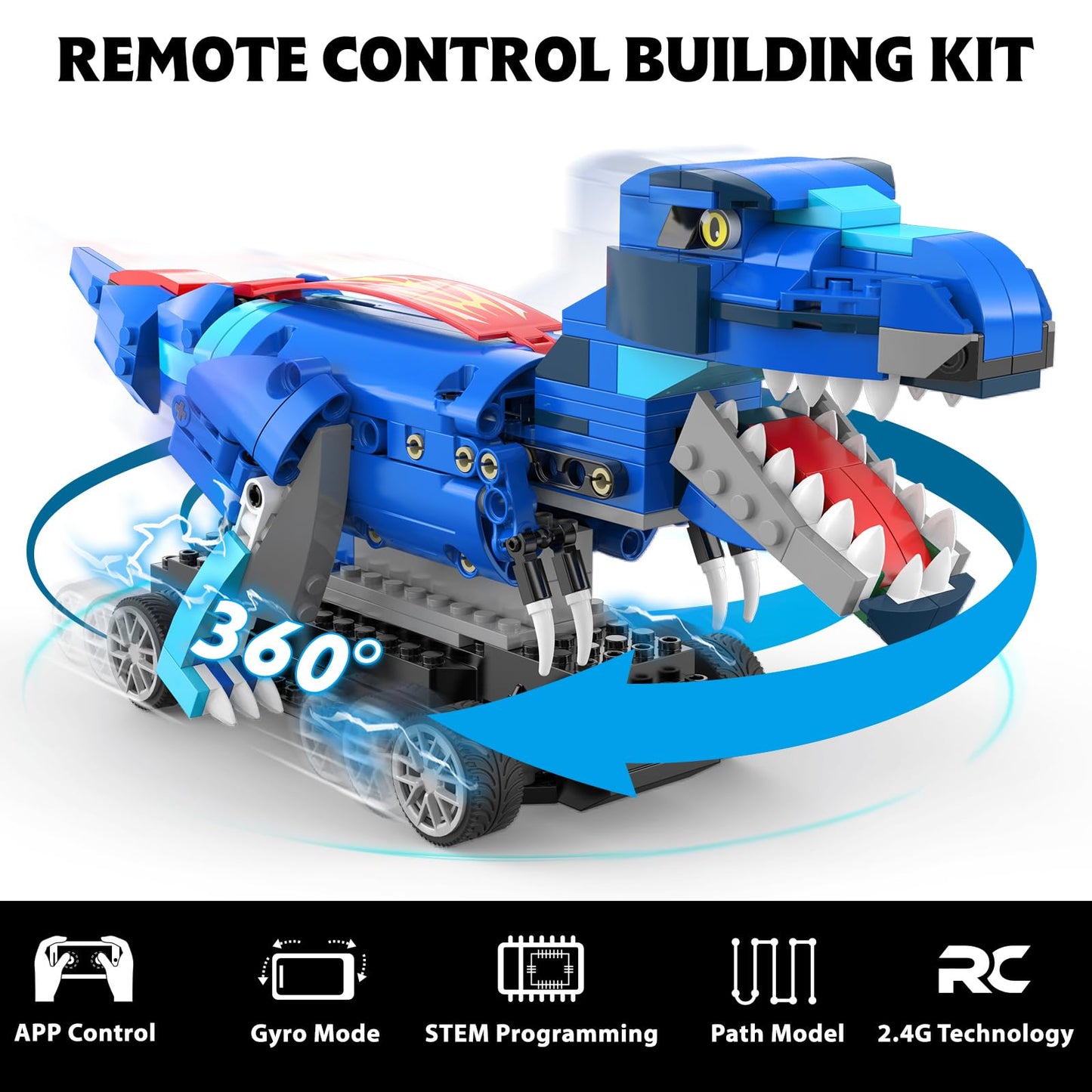 Yerloa Dinosaur Toys for Boys 8-12 | 343-Piece Remote Control STEM Building Kit