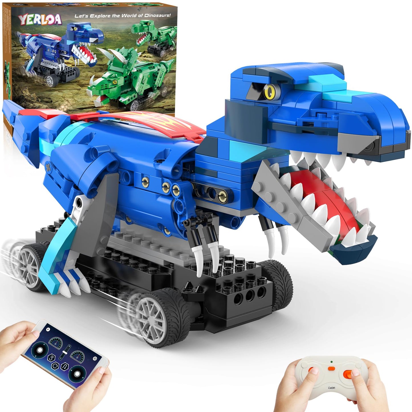 Yerloa Dinosaur Toys for Boys 8-12 | 343-Piece Remote Control STEM Building Kit