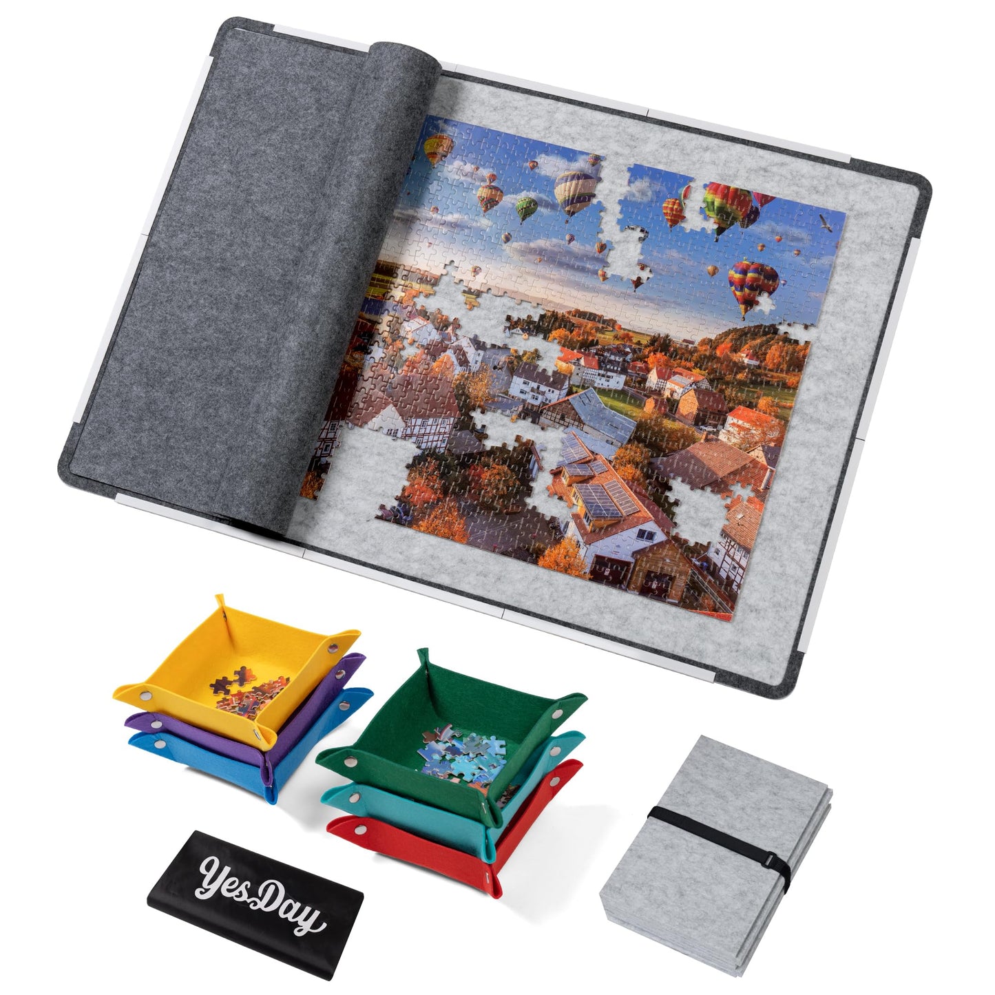 Yesday 1500-Piece Puzzle Board – Foldable, Non-Slip, 6 Trays, Portable