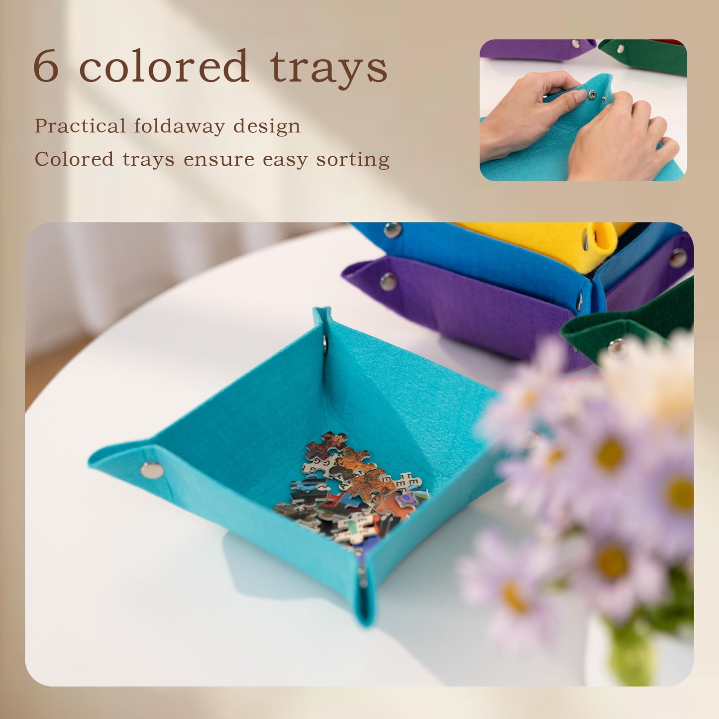 Yesday 1500-Piece Puzzle Board – Foldable, Non-Slip, 6 Trays, Portable