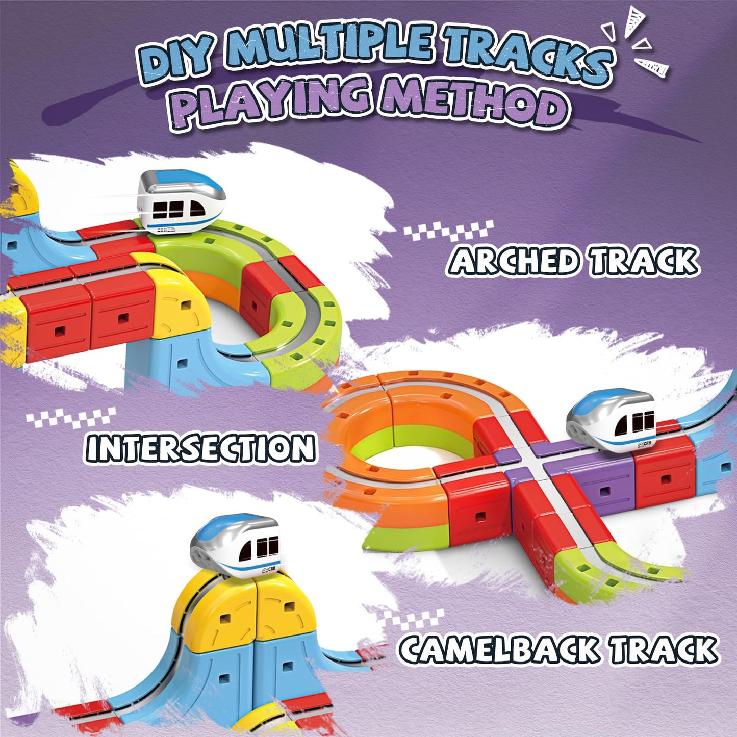 YESHIN Electric Train Set with 3D Flexible Track – DIY STEM Building Tracks