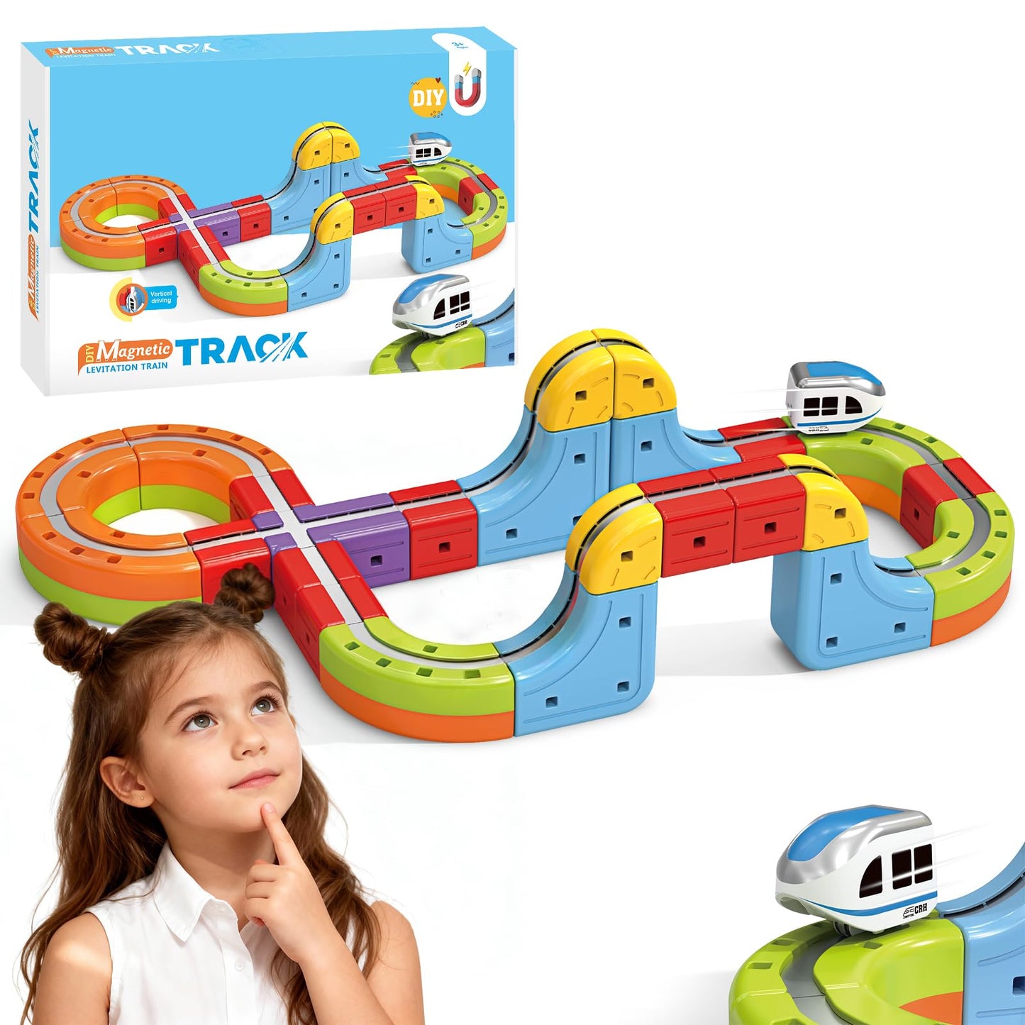 YESHIN Electric Train Set with 3D Flexible Track – DIY STEM Building Tracks