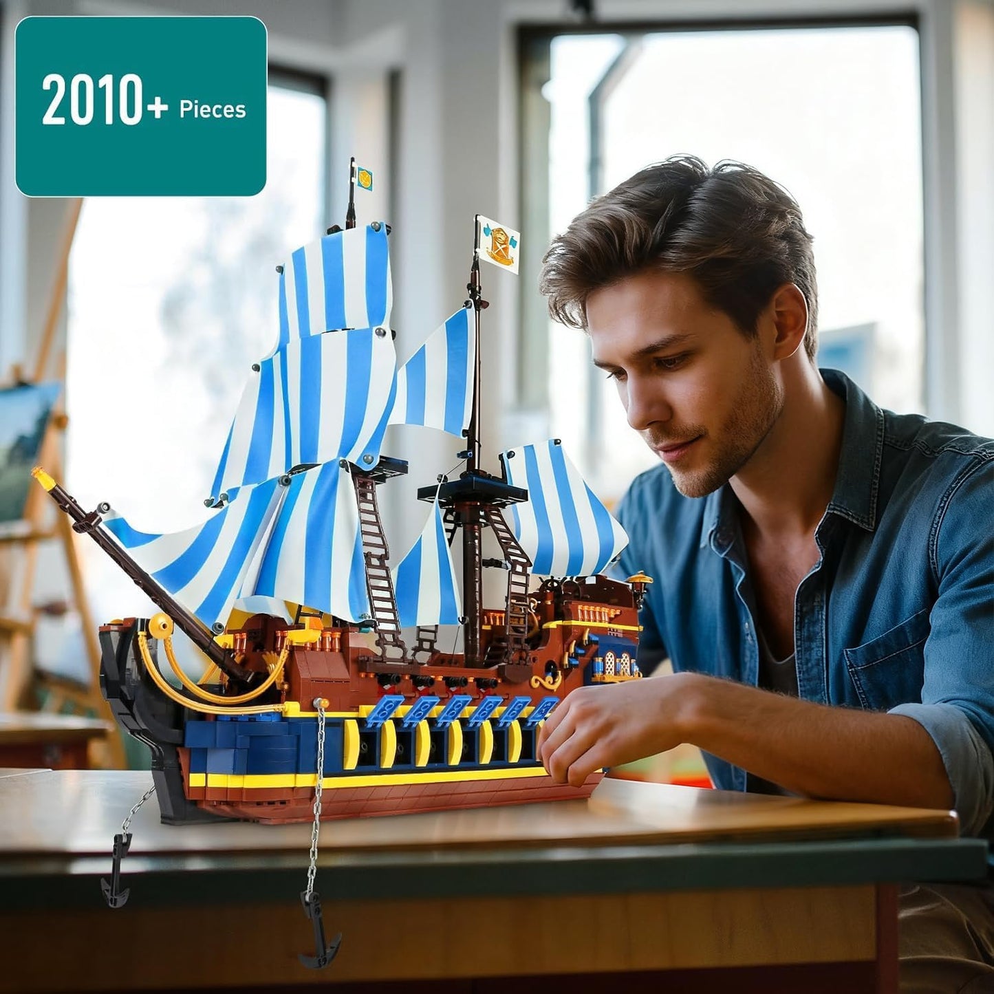 YESHIN Pirates Ship Model Kit — 2010+ Building Blocks Sailboat MOC for Collectors & Display