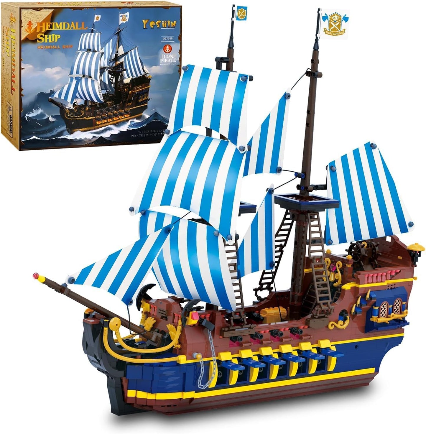 YESHIN Pirates Ship Model Kit — 2010+ Building Blocks Sailboat MOC for Collectors & Display