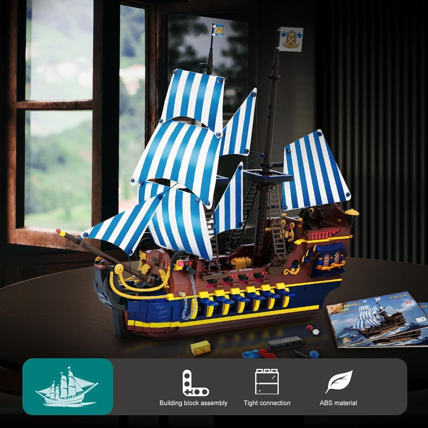 YESHIN Pirates Ship Model Kit — 2010+ Building Blocks Sailboat MOC for Collectors & Display