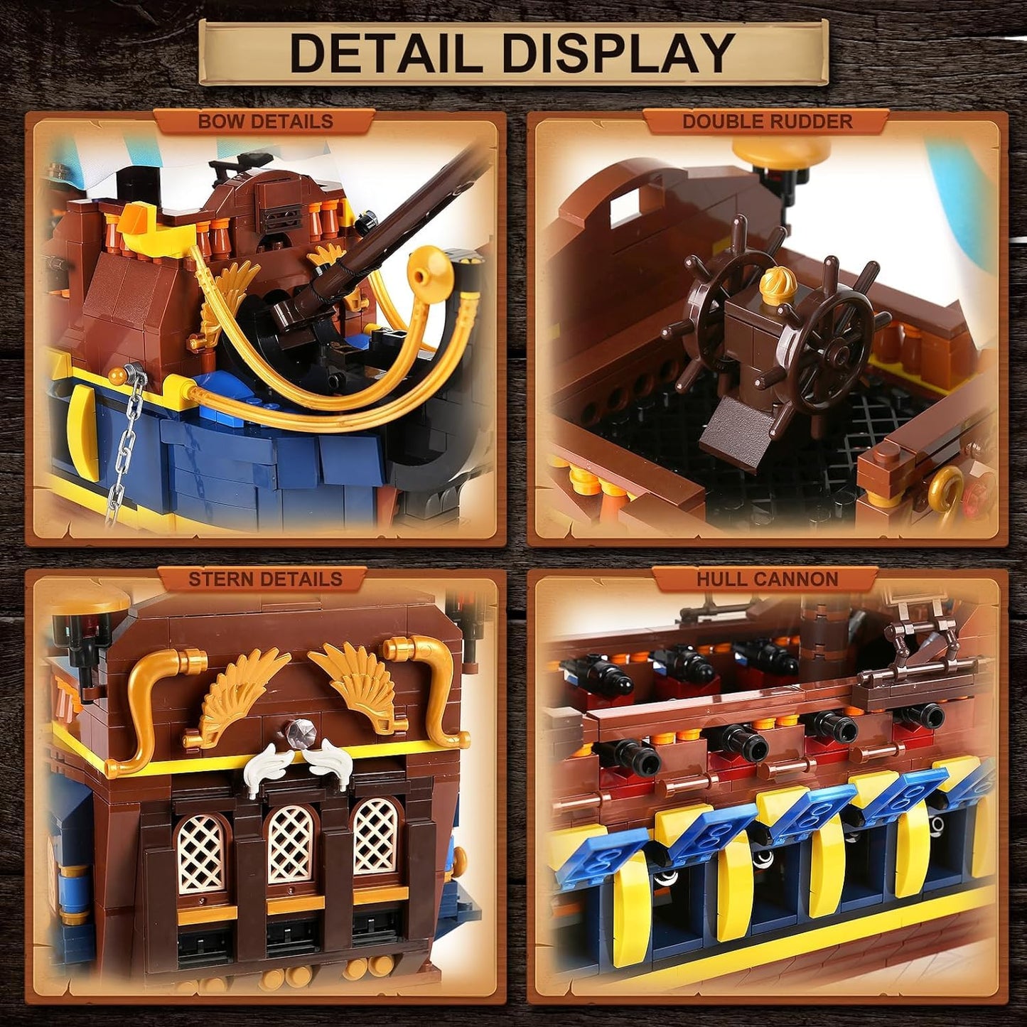 YESHIN Pirates Ship Model Kit — 2010+ Building Blocks Sailboat MOC for Collectors & Display