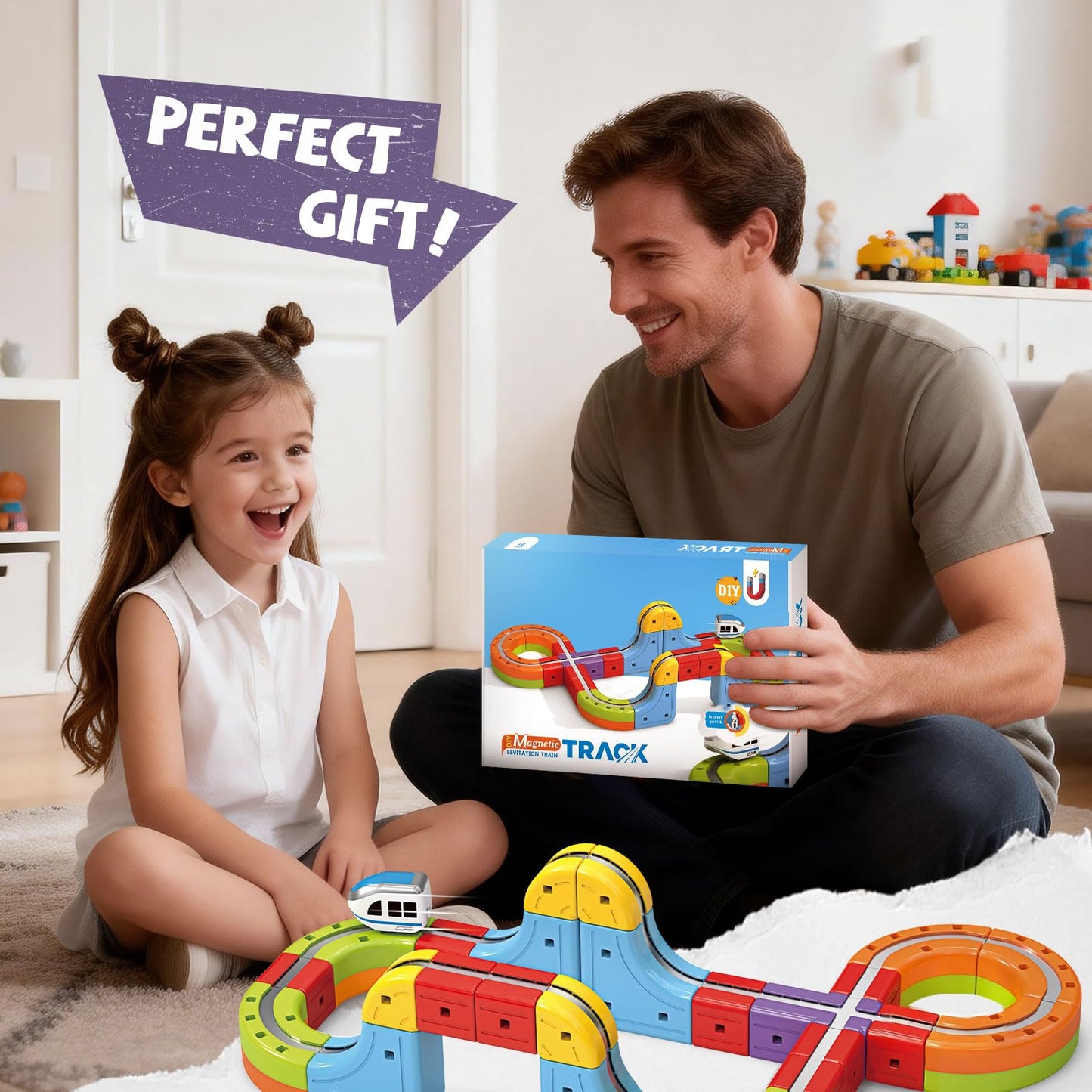 YESHIN Electric Train Set with 3D Flexible Track – DIY STEM Building Tracks
