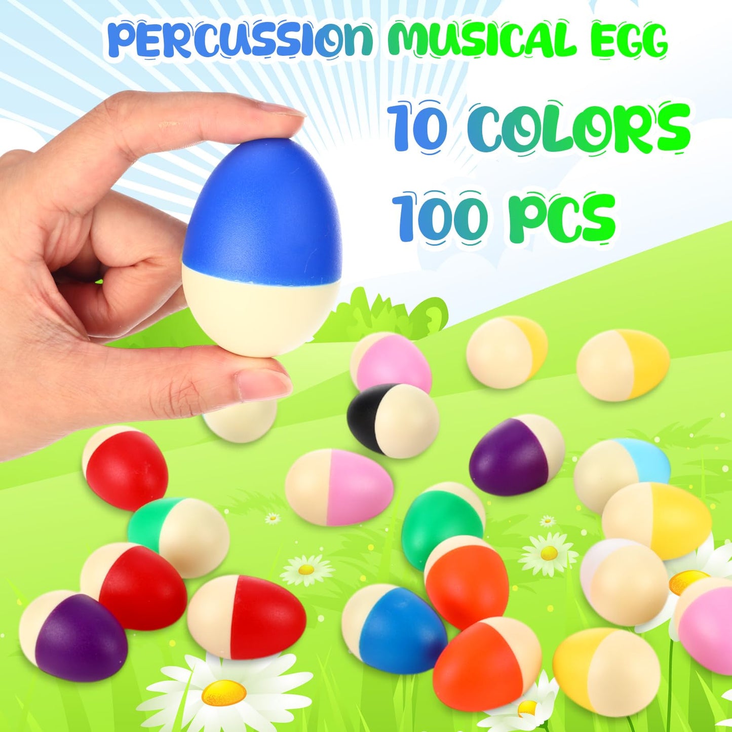 Yeshone 100-Piece Egg Shaker Set – Colorful Plastic Percussion for Kids