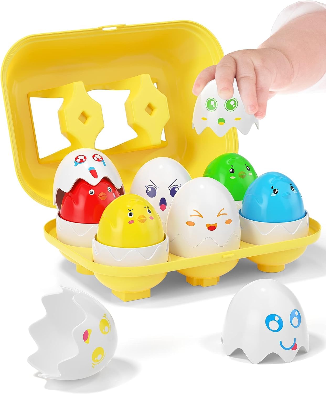 Yetonamr Easter Eggs Toys for Toddlers - Montessori Matching Eggs with Chirping Chicks