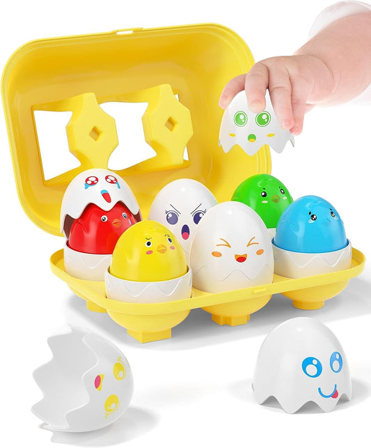 Yetonamr Easter Eggs Toys for Toddlers - Montessori Matching Eggs with Chirping Chicks