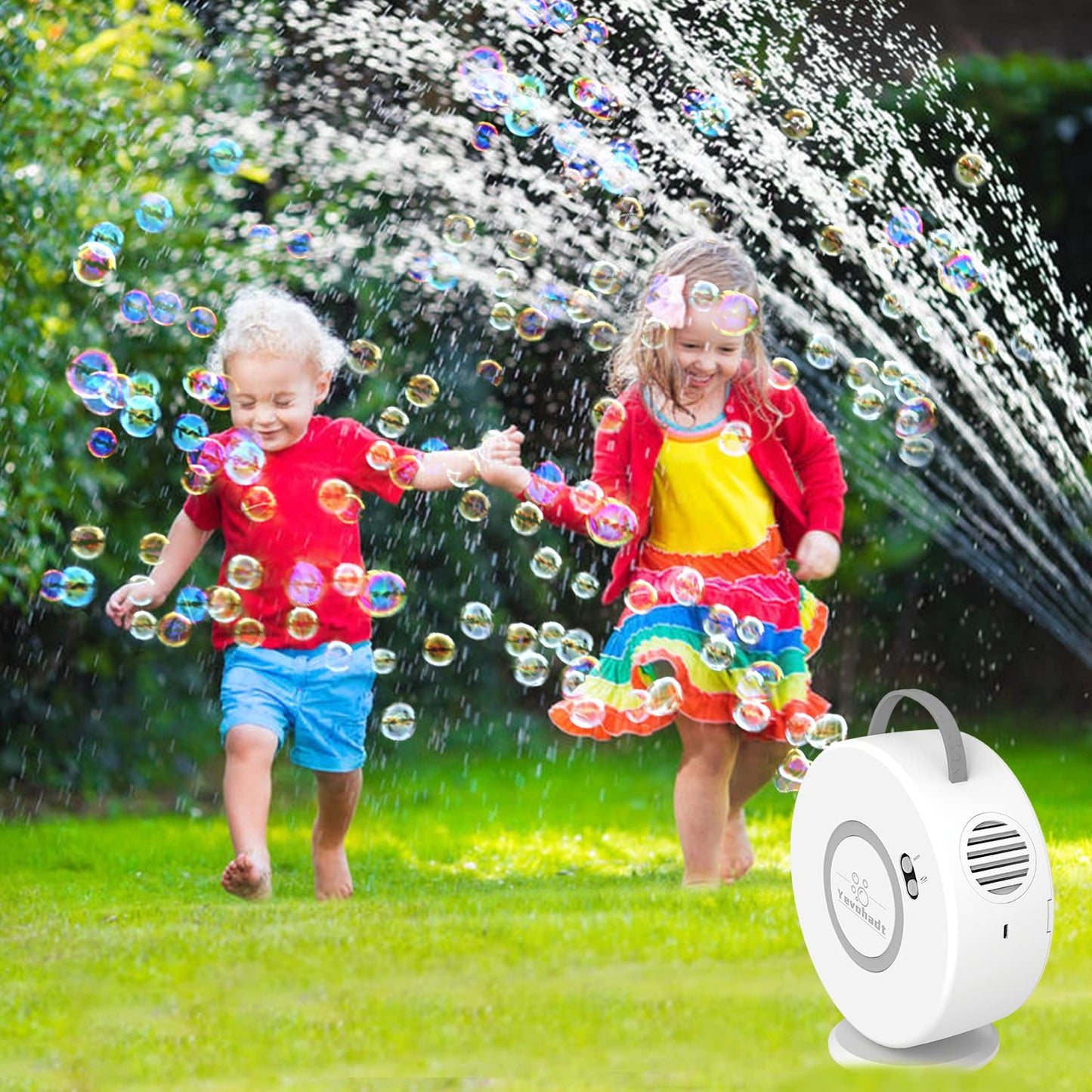 Yevohadt Bubble Machine for Kids – 90°/360° Auto Rotatable, Rechargeable