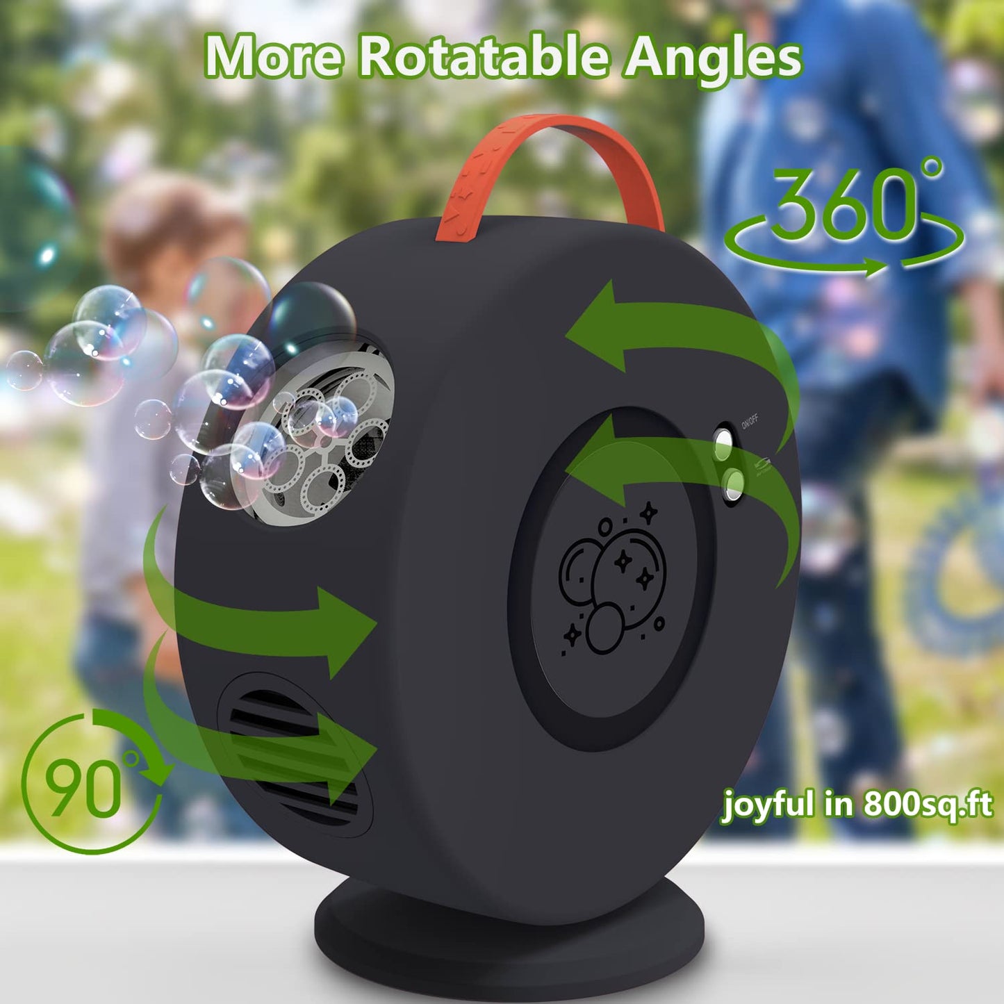 Yevohadt Bubble Machine for Kids – Auto Rotating 90°/360°, Rechargeable Bubble Blower for Outdoor Parties