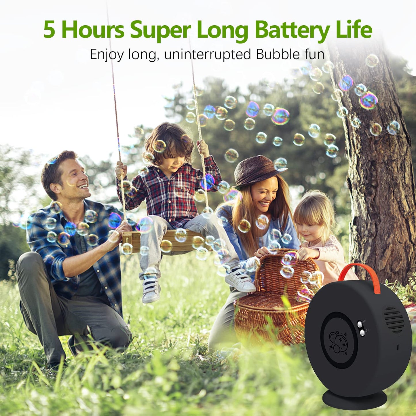 Yevohadt Bubble Machine for Kids – Auto Rotating 90°/360°, Rechargeable Bubble Blower for Outdoor Parties
