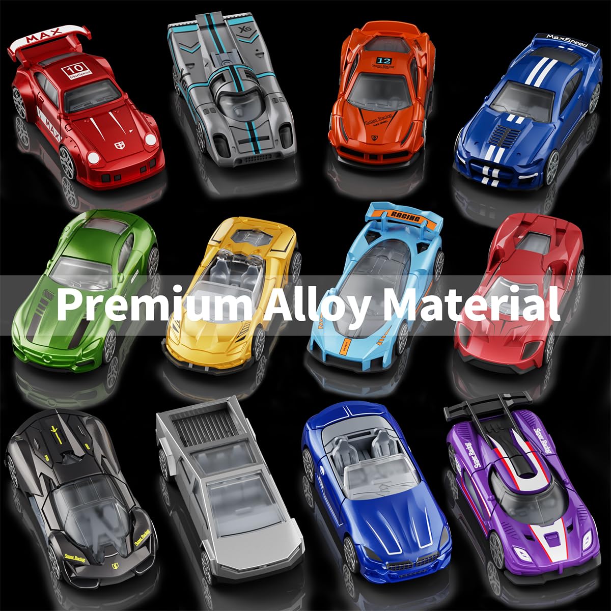 Yewkou 1:64 Scale Die-Cast Car 12-Pack – Pickup, Racing & Sports Cars for Display or Play