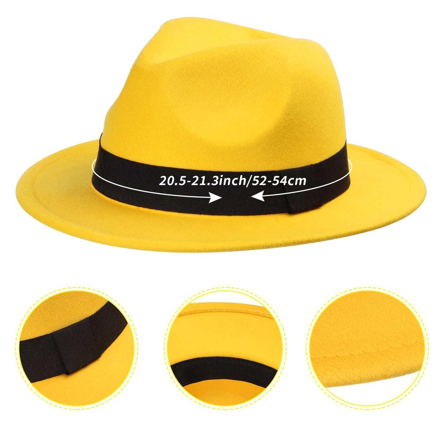 Yewong 3-Piece Kids Yellow Hat Costume Set | Fedora Hat, Hanging Monkey & Necktie (Set A)