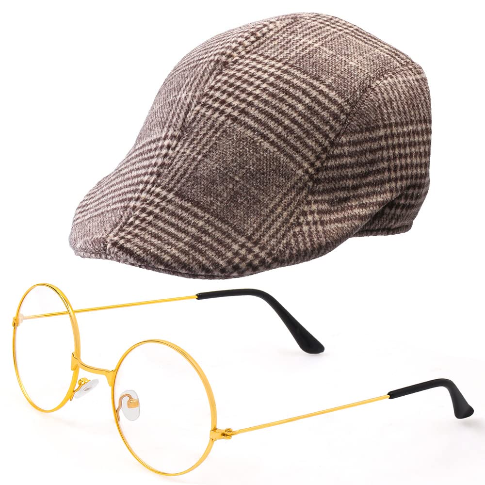 Yewong Kids Old Man Costume Set – Beret Hat, Glasses & Inflatable Cane