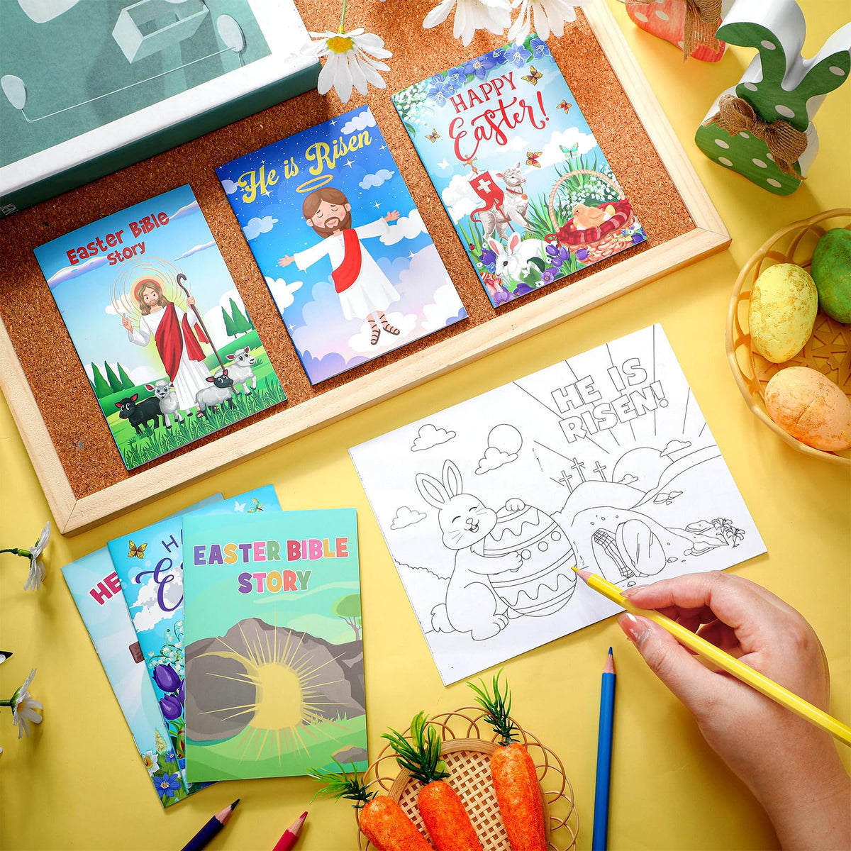 Yexiya 40 Pcs Easter Bible Coloring Books for Kids – Christian Story Coloring Gift Set