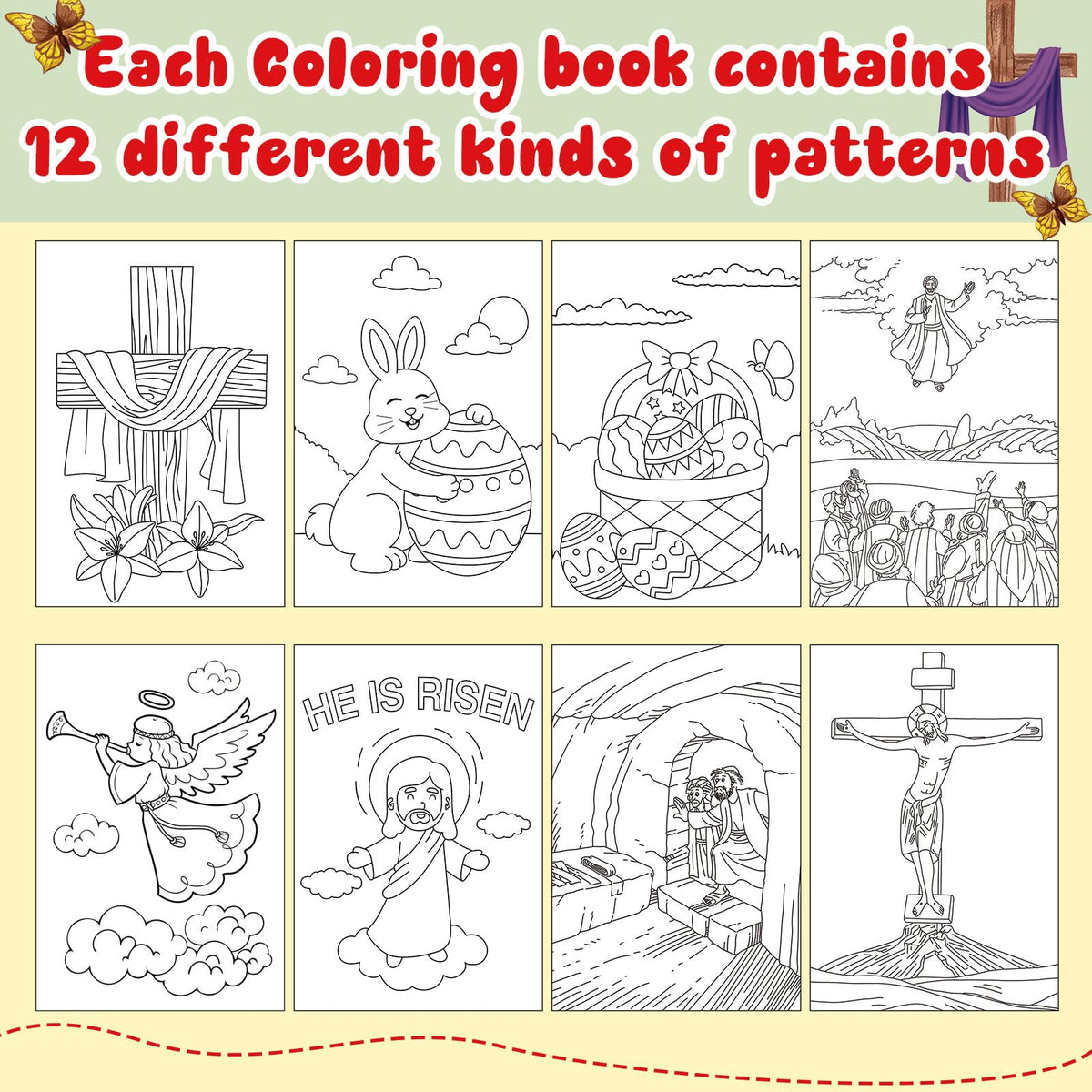 Yexiya 40 Pcs Easter Bible Coloring Books for Kids – Christian Story Coloring Gift Set