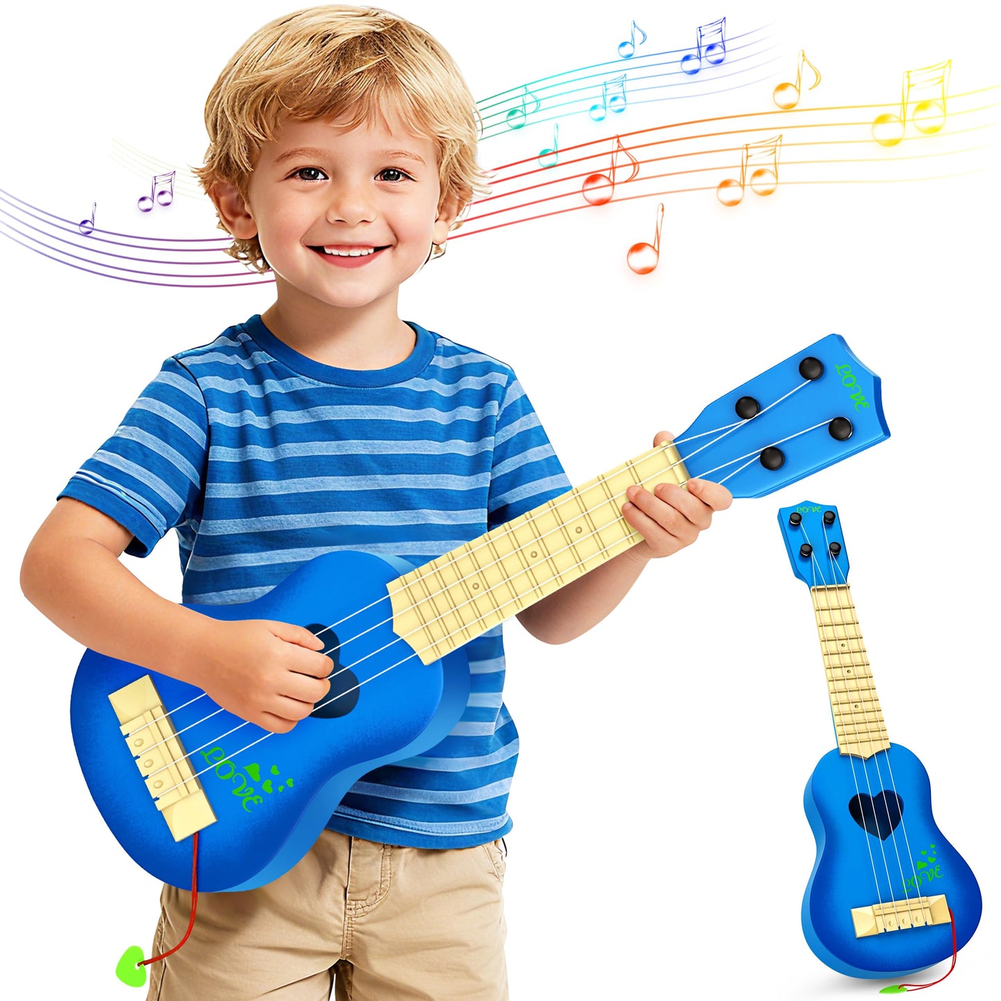 YEZI Kids Toy Classical Ukulele – Blue Mini Ukulele for Early Music Education
