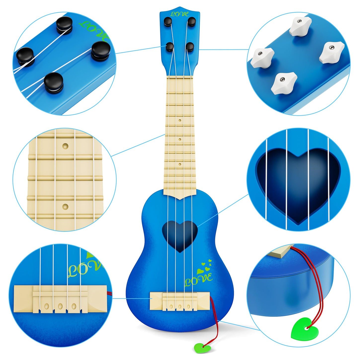 YEZI Kids Toy Classical Ukulele – Blue Mini Ukulele for Early Music Education