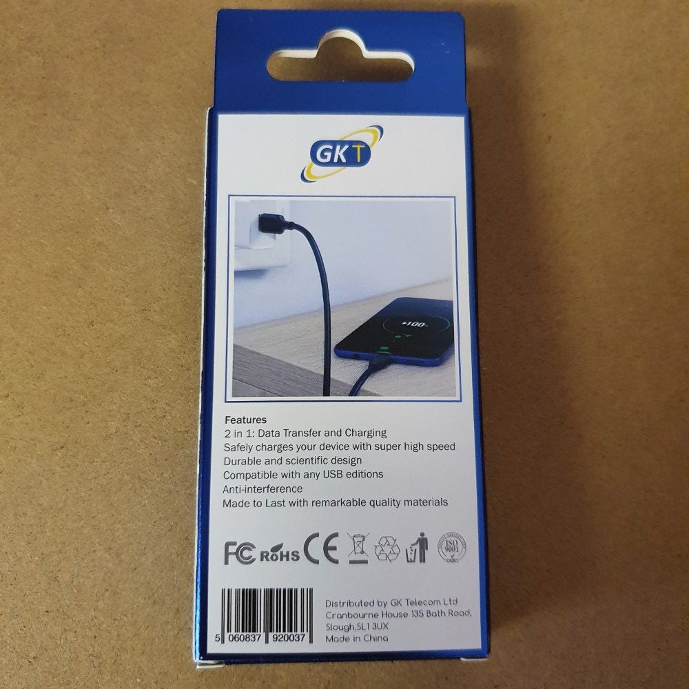 GK Telecom Black Micro USB to USB Cable - 1m
